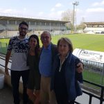 da sinistra: Alessandro Trolli (Rollo) degli Autogoal, Cristina Sambruna, Presidente Arianna, Giacomo Brega  e  Maria Cristina Rasparini, Pavia Calcio