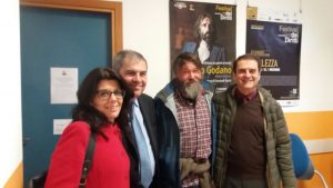 Da sinistra Alice Moggi (Assessore Politiche Sociali), Sergio Contrini (Presidente CSV), Roberto Figazzolo (rassegna cinematografica “Motosolidale”) e Massimo Depaoli (Sindaco di Pavia)
